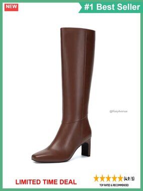 Knee High Boots Square Toe Chunky Heeled Tall Boots Side Zipper